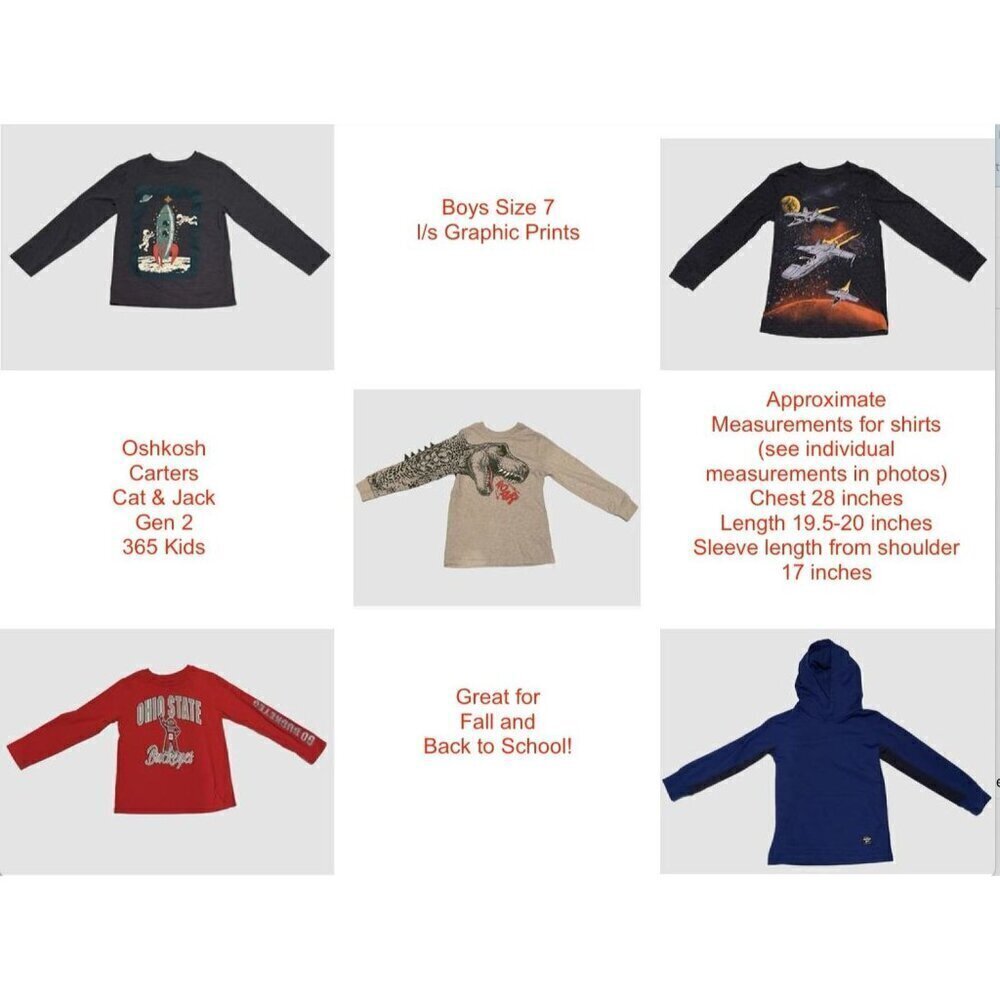 EUC Boys Size 7 Bundle Lot of 5 Long Sleeve L/S graphic T-shirts Back to school